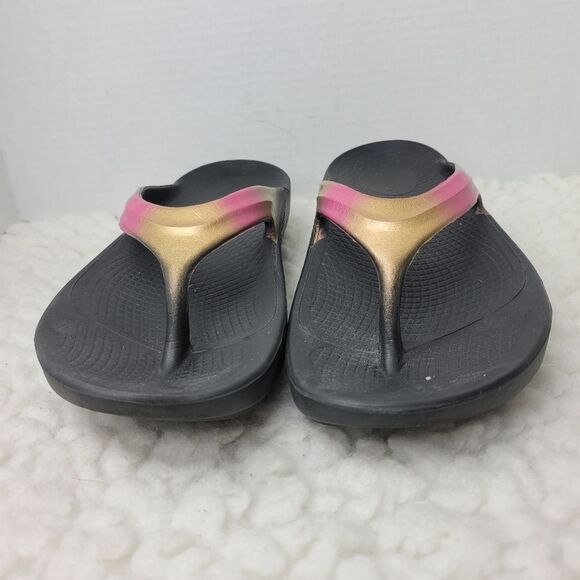 OOFOS OOlala Luxe Sandals Womens Size 6 Rose Gold Recovery Comfort Support - Picture 2 of 10